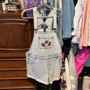 Light Blue Denim Overalls with bee/Floral Detail
